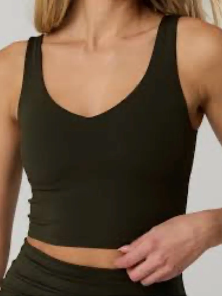 Aerie Offline Black Cropped Tank Bralette - XXS