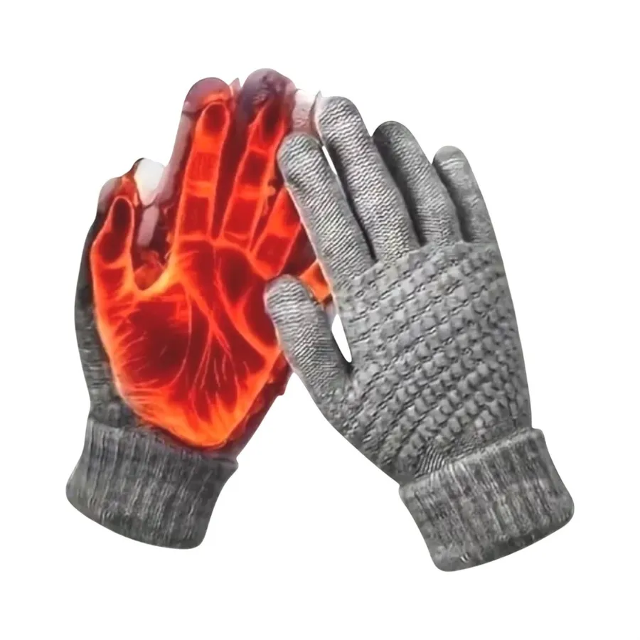 Unisex Thermal Warm Thick Plush Lined Touchscreen Gray Gloves NEW Winter OS Gray