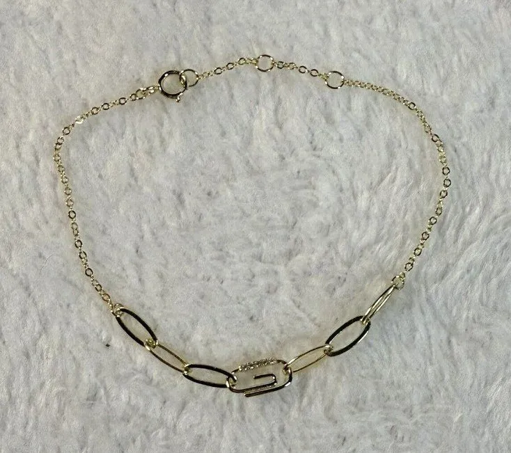 Adina Eden Gold Plated Pavé Safety Pin Paperclip Bracelet