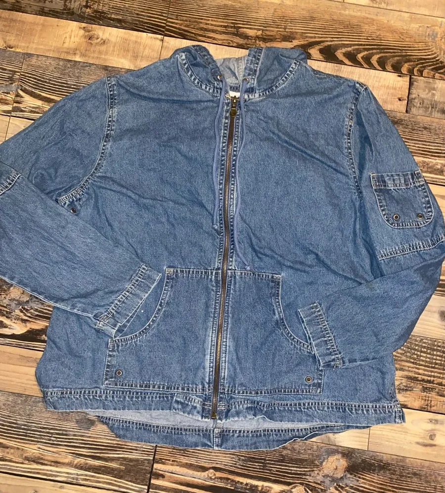 Dress Barn Light Blue Denim Hooded Zip Jacket