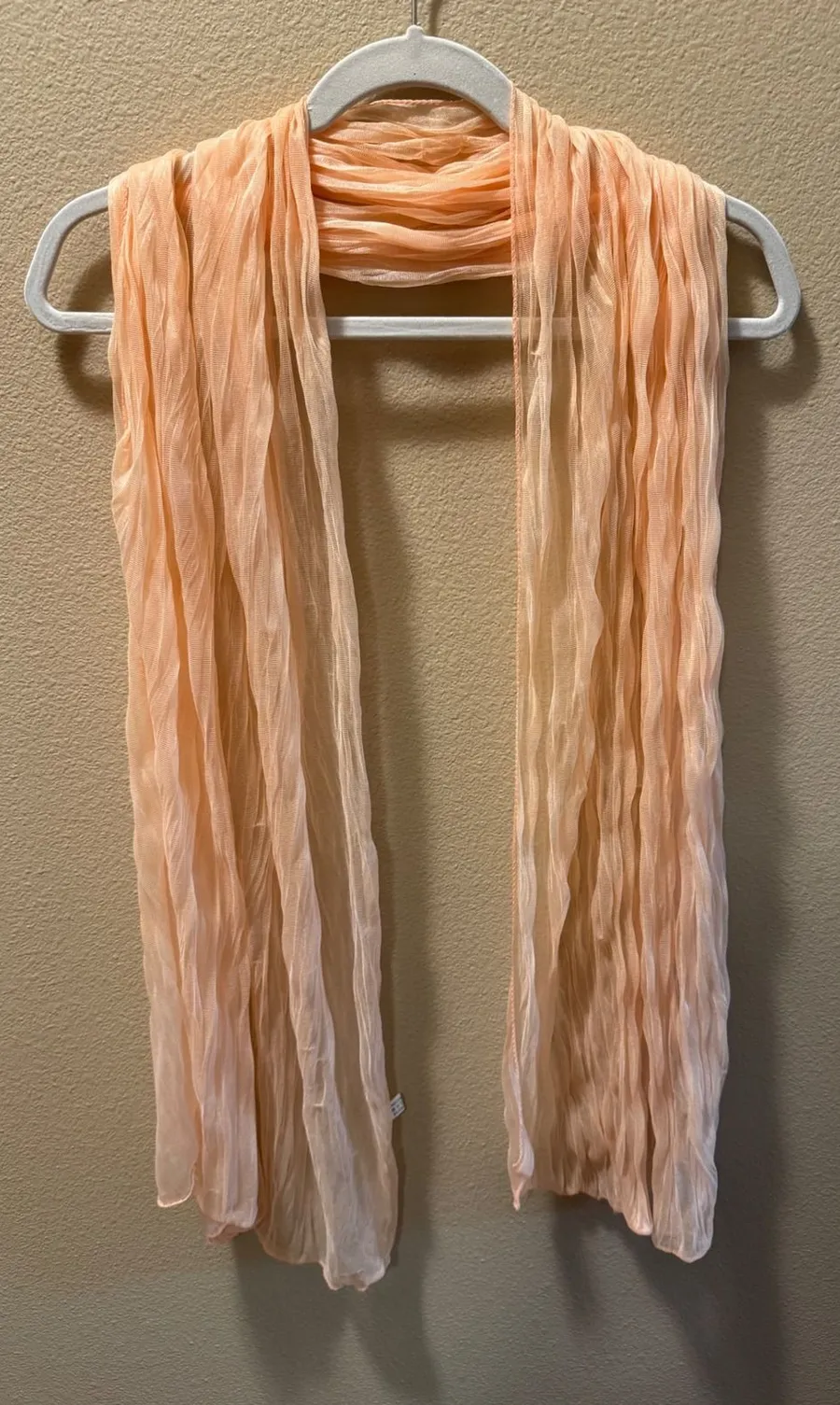 Peach Lightweight Crinkle Sheer Scarf Wrap Shawl Airy Textured Accessory Orange