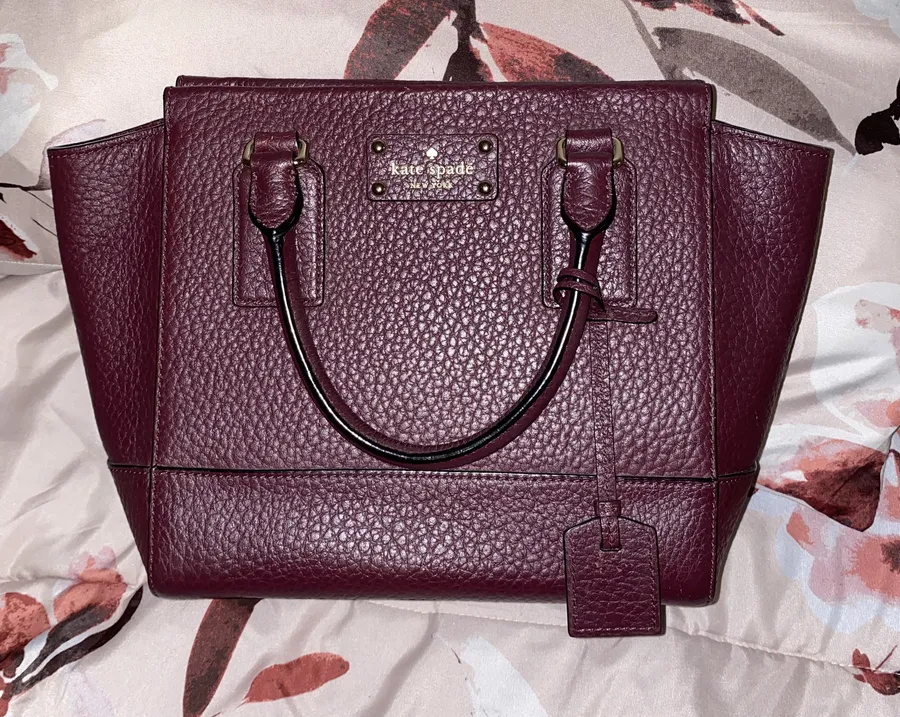 Burgundy Pebble Leather Satchel Crossbody Bag
