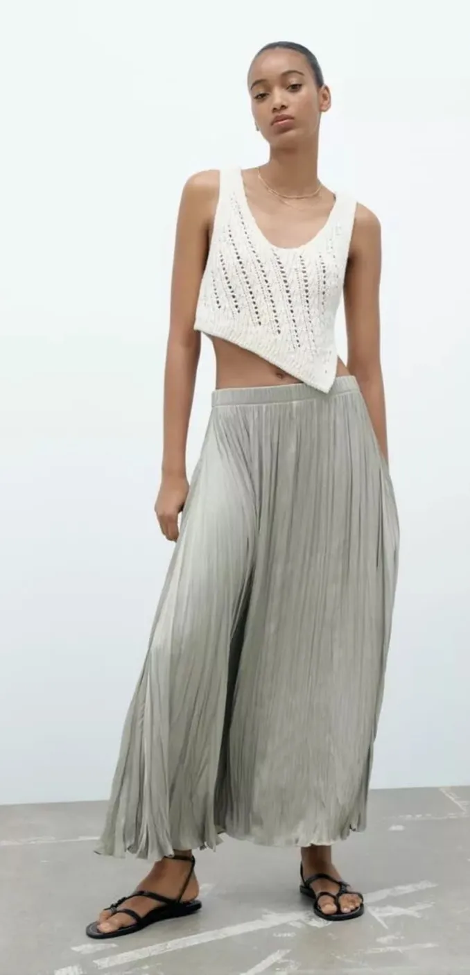 Zara Pleated Midi Skirt