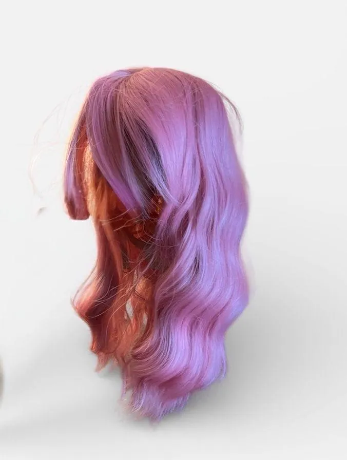Loose Wavy Wig Pastel Pink 14” Shoulder Length