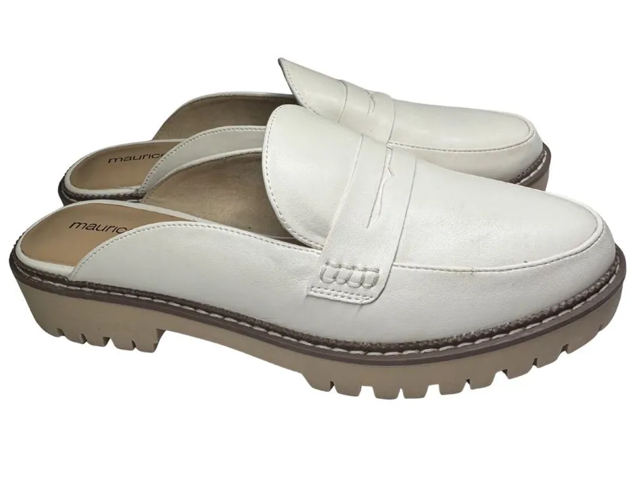 Maurices Gretchen Off-White cream Penny Loafer Mules clogs 11 casual office