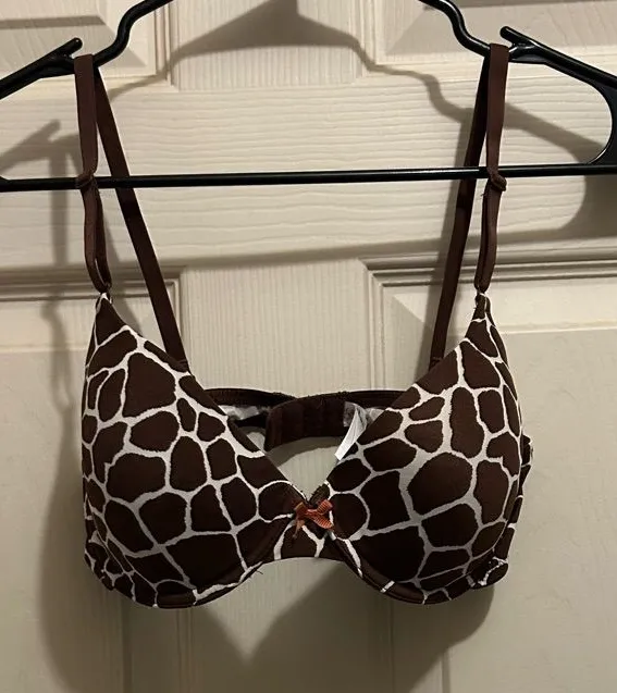 Gilligan & O'Malley Intimates Brown and White Giraffe Print Bra