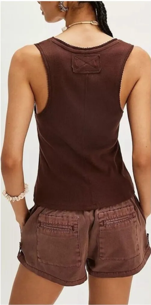 NWOT Free People We The Free Summer Tank - Brown combo - medium *IR*