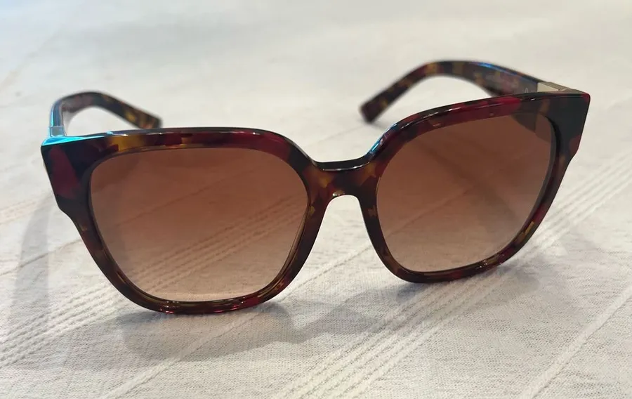 Valentino Red Tortoiseshell Frame Sunglasses with Red Lenses