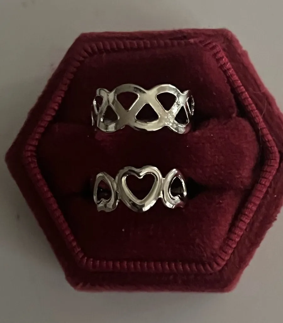 Stainless Steel Silver (2) Piece Set of Toe Rings Adjustable