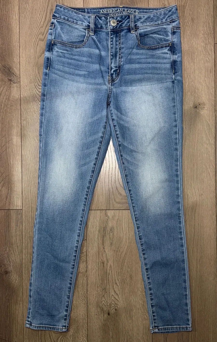 Pre-Owned American Eagle Super Stretch Hi-Rise Jegging Blue Jeans Size 8 Regular