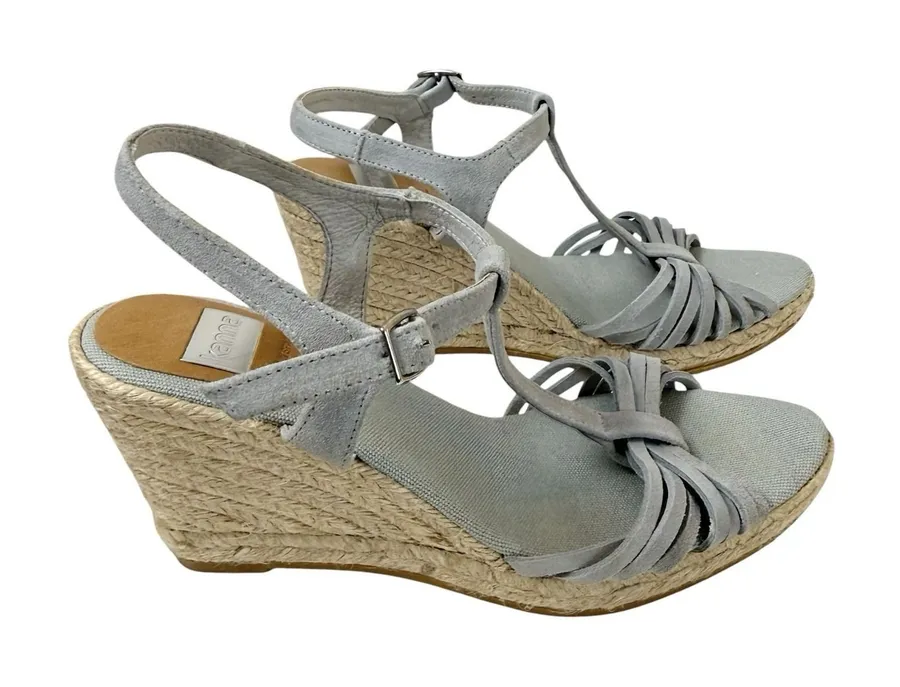 Kanna Womens Espadrille Wedge Strappy Sandals Gray Blue Size 39 US 8.5 Spain