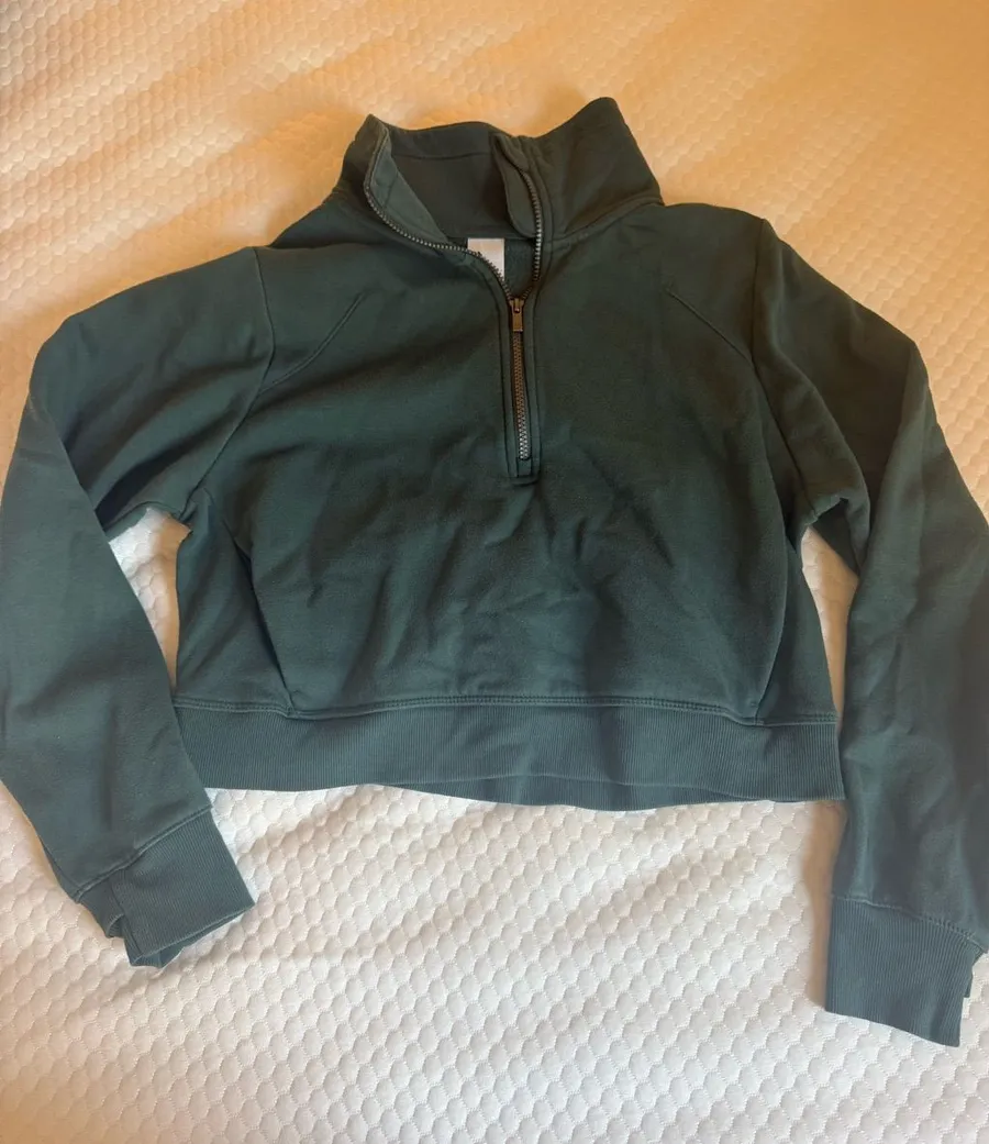 all in motion Forest Green Cropped Half-Zip Pullover