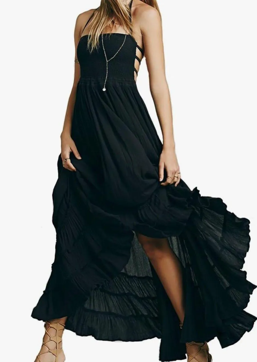 Black Backless Maxi Dress