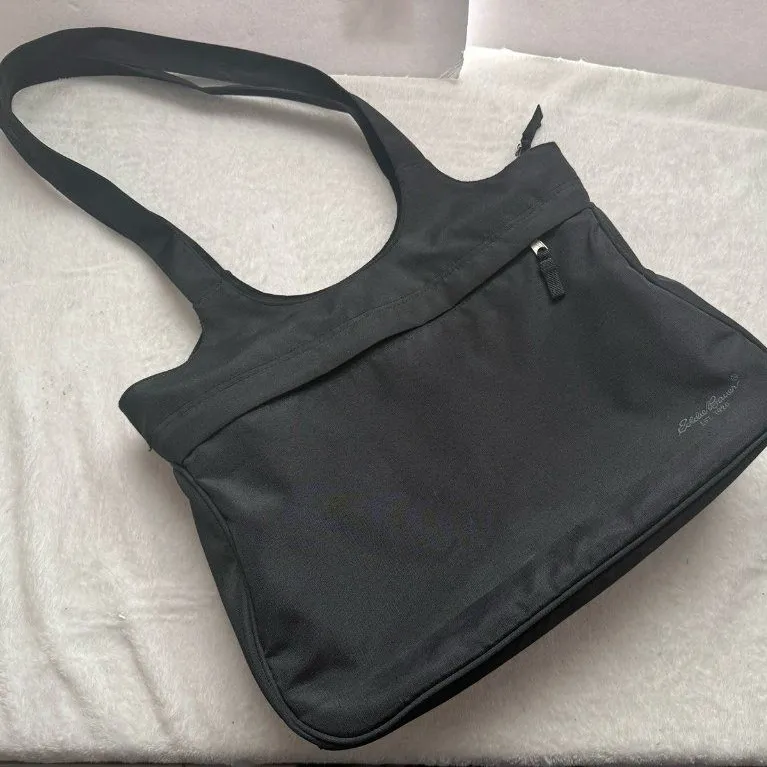 Eddie Bauer Messenger Bag Laptop/ Gig/ Travel Black Canvas Shoulder Straps 15”