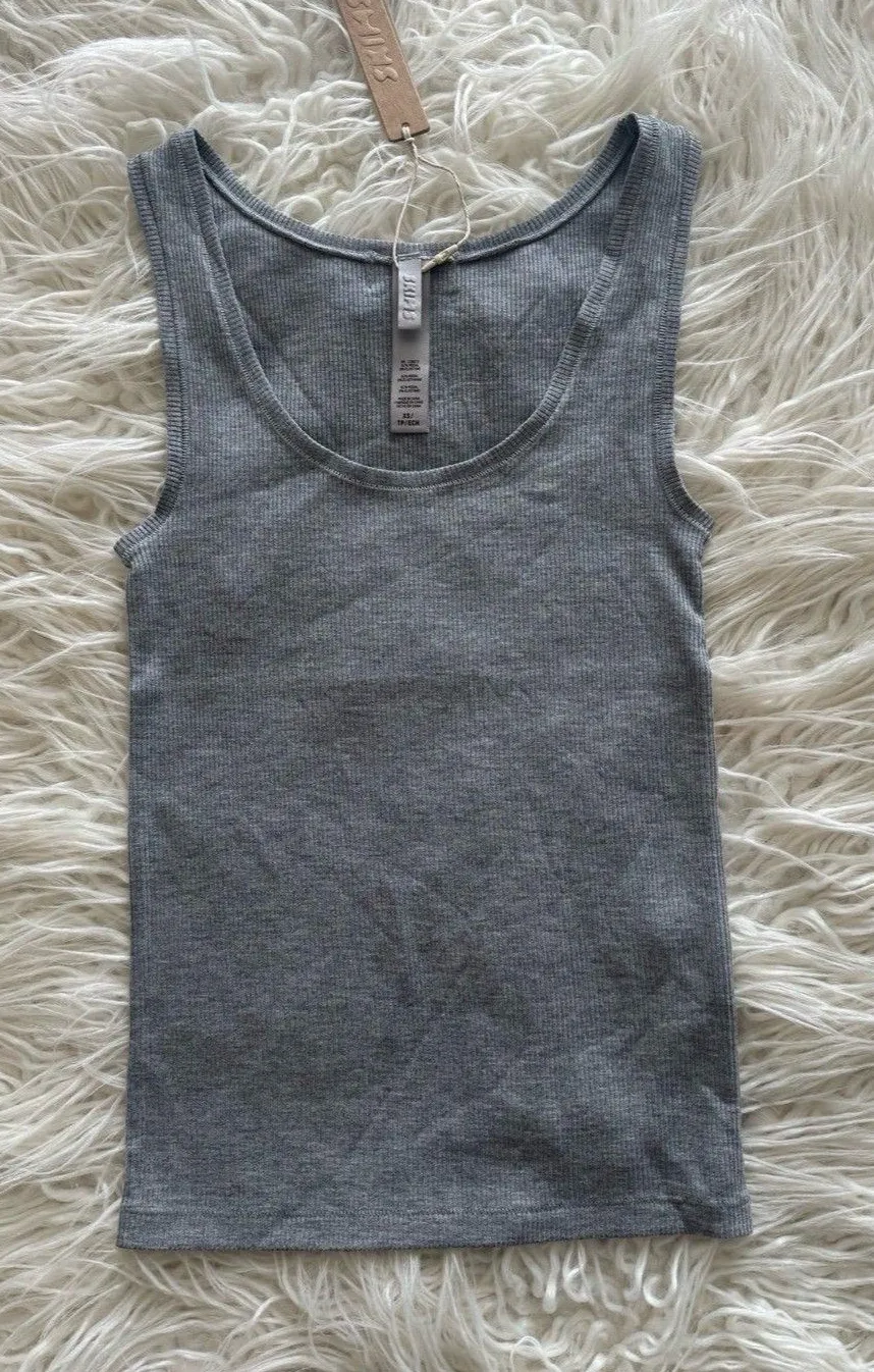 Skims Soft Lounge Tank Top Heather Grey Size XS