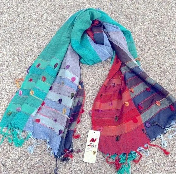 Colorful handwoven plaid scarf very soft Green