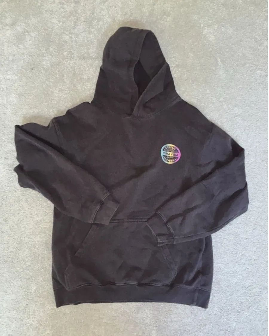 PuraVida Gray Hoodie Hooded Logo Sweatshirt Women's M