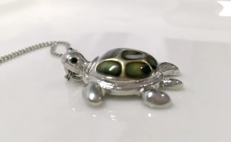 Sea Turtle Charm Necklace Silver