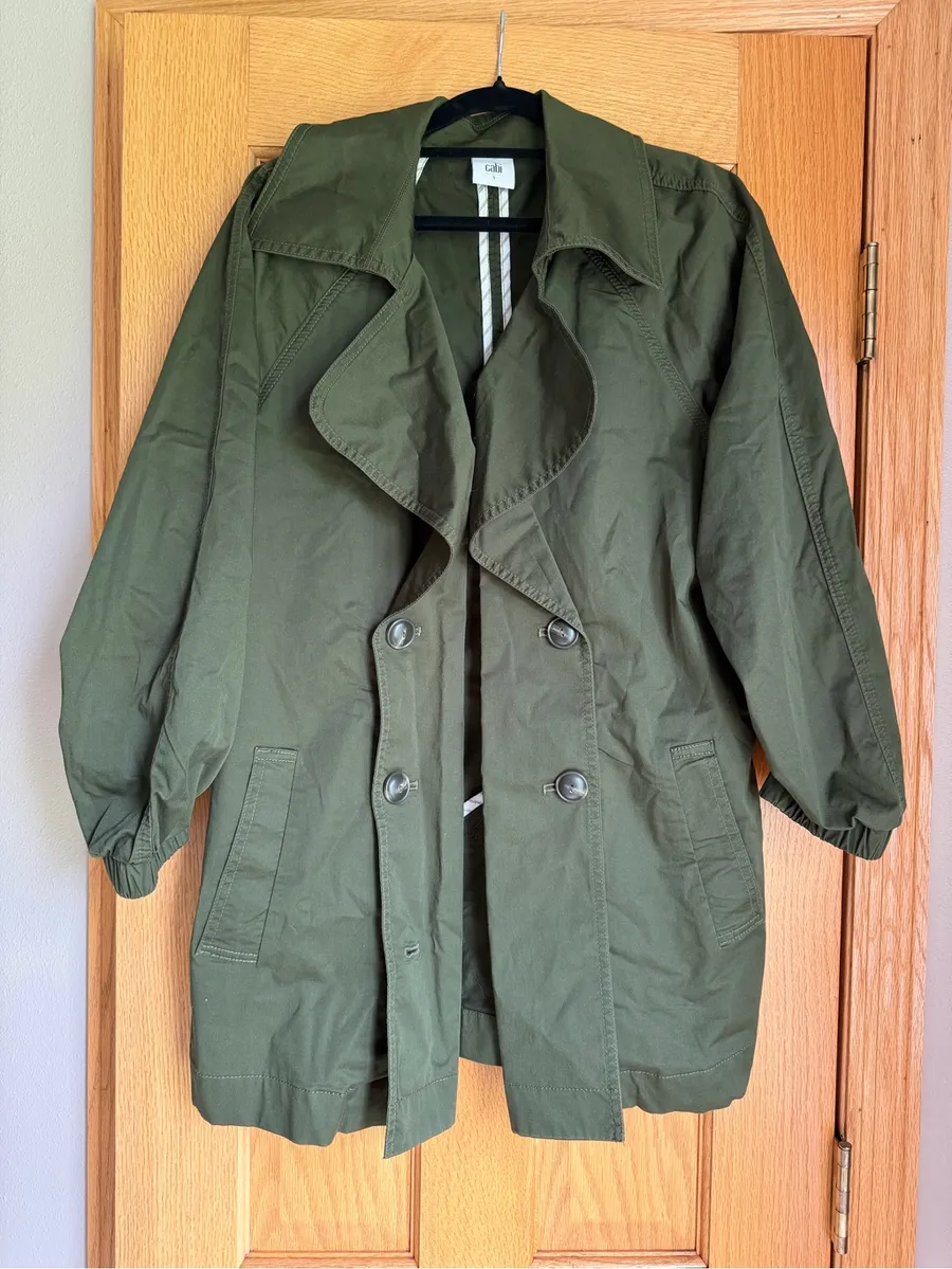Cabi Expedition Jacket Olive Green Double Breasted Trench Women's Size Small