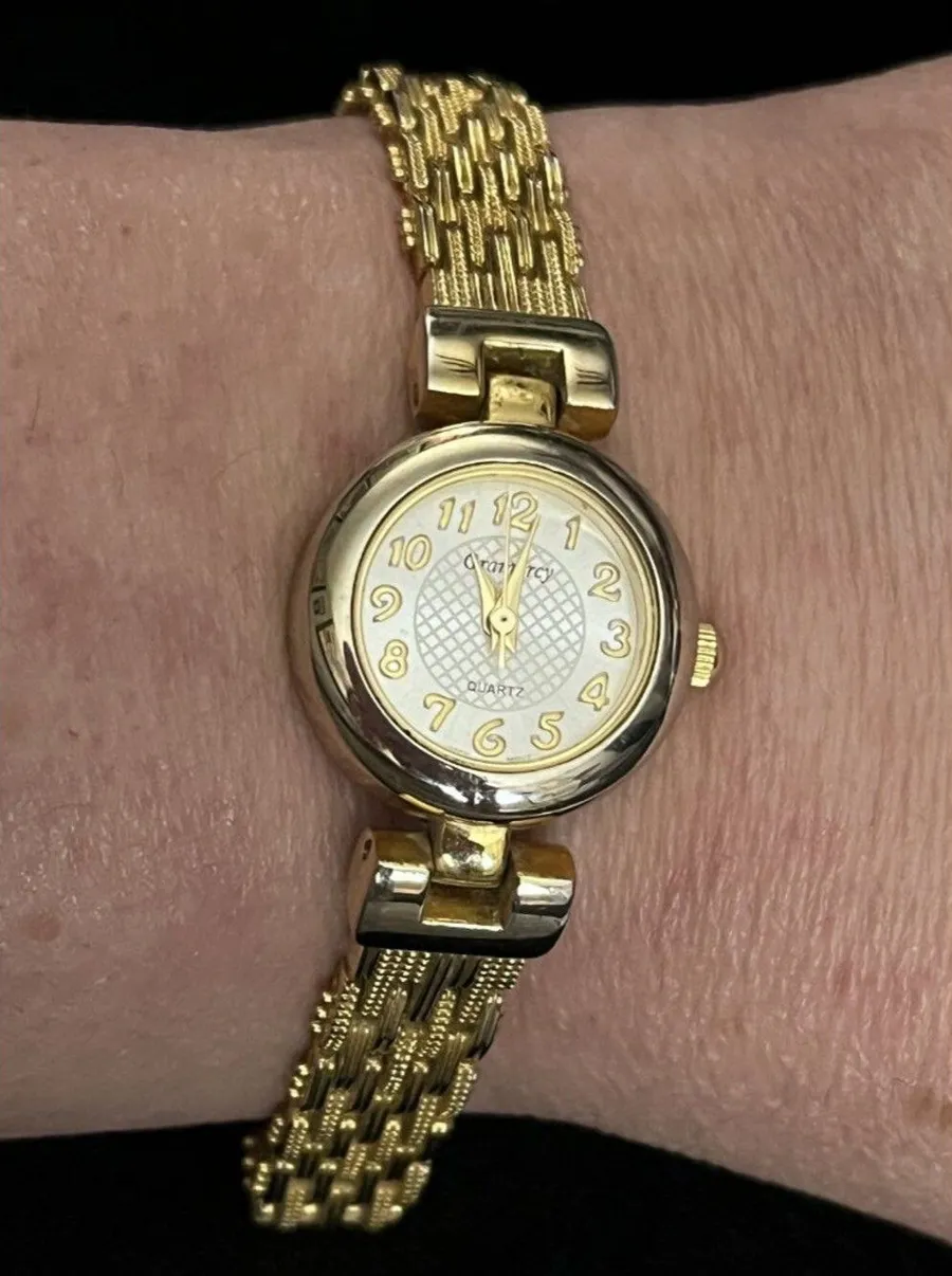 Gramercy Gold Link Bracelet Watch New Battery Japan Movt 90s