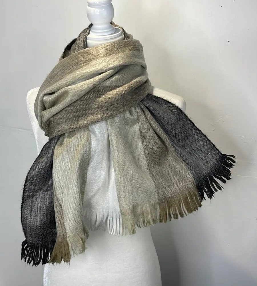 Boho Oversized Scarf color block soft