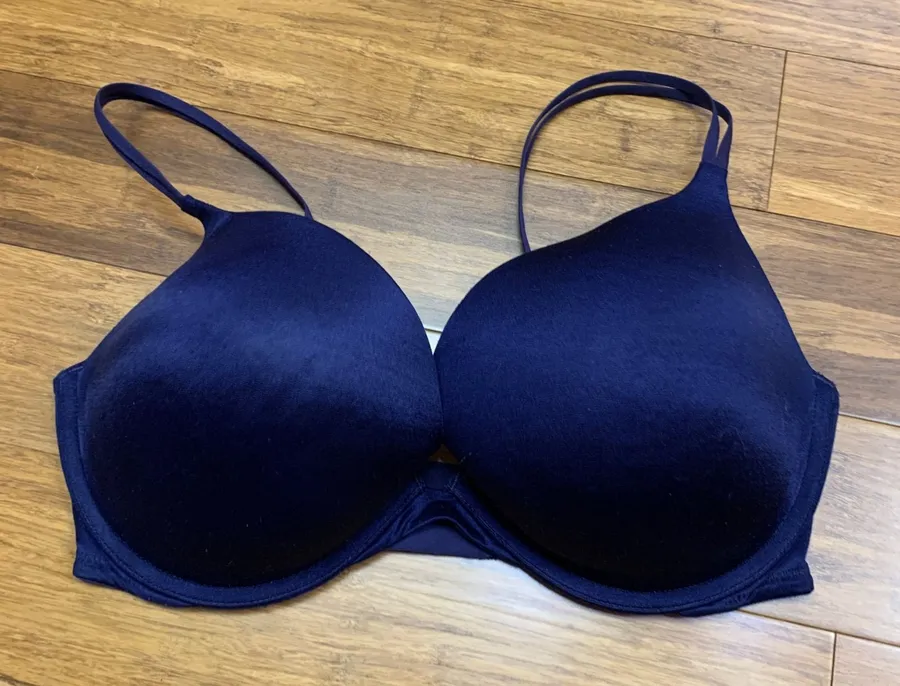 Victoria's Secret Very Sexy Push Up Bra Navy Blue Size 34DD Satin Y2K Underwire