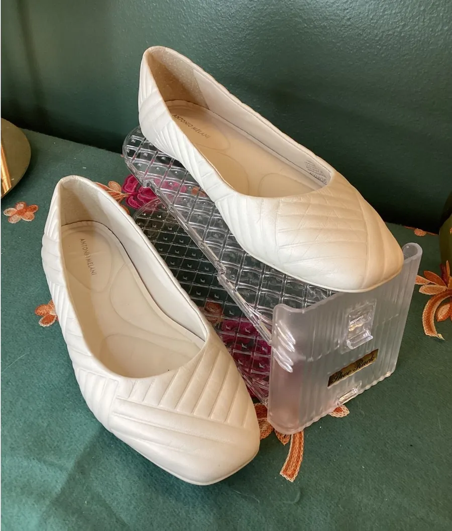 ANTONIO MELANI MARCIEE White Quilted Leather Ballet Flats Women's Size 5.5M 36