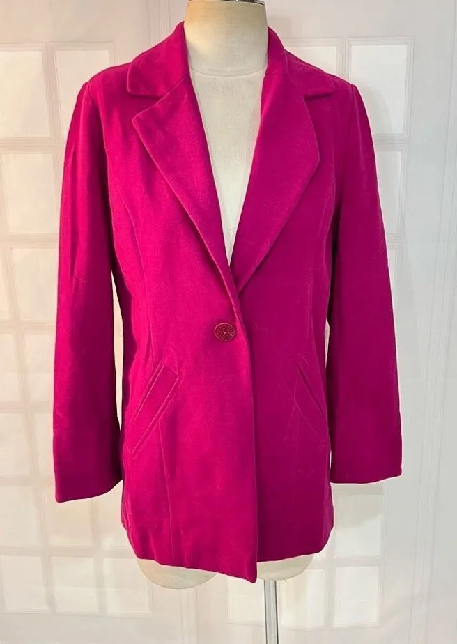 Chico's Hot Pink One Button Notch Lapel Micro Fiber Blazer Jacket Size 0