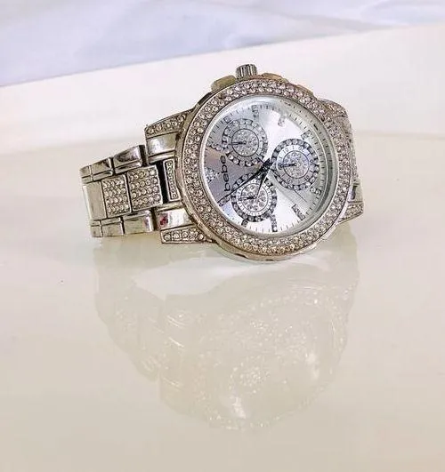 Bebe SILVER DIAL CRYSTAL BEZEL WATCH