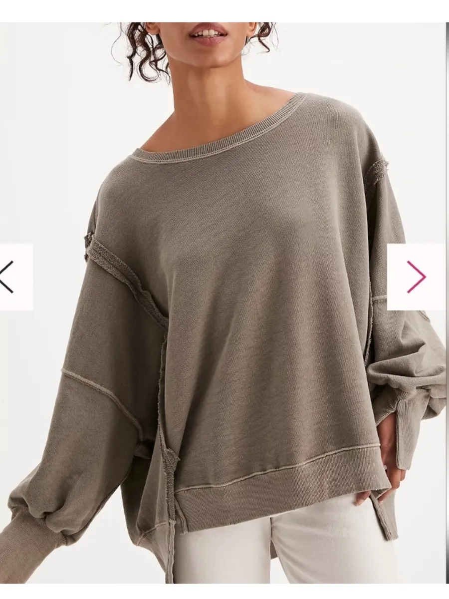 We The Free by Free People Camden Oversized Sweatshirt in Dolphin Medium