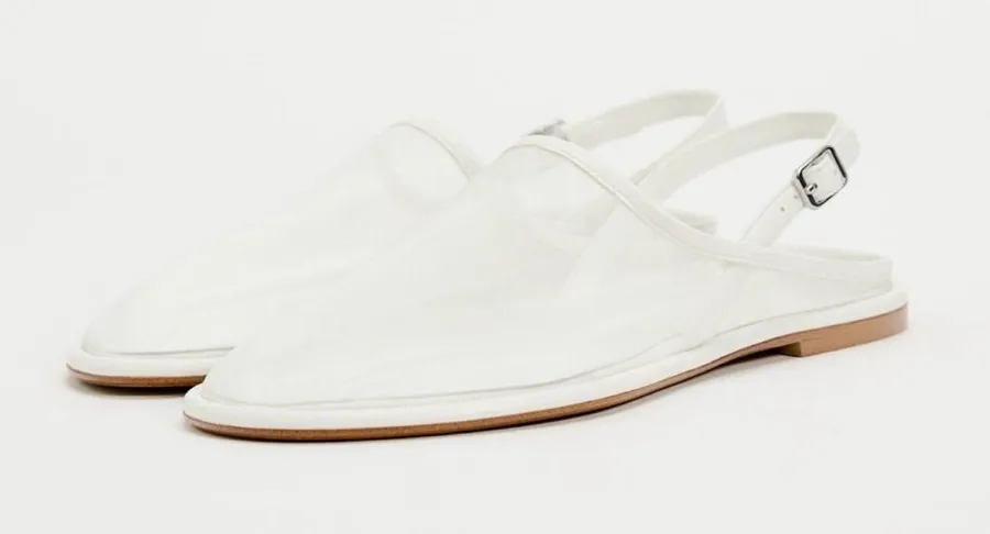 NWT Zara White Mesh Minimalist Round Toe Mules Flats Size 36 US 6