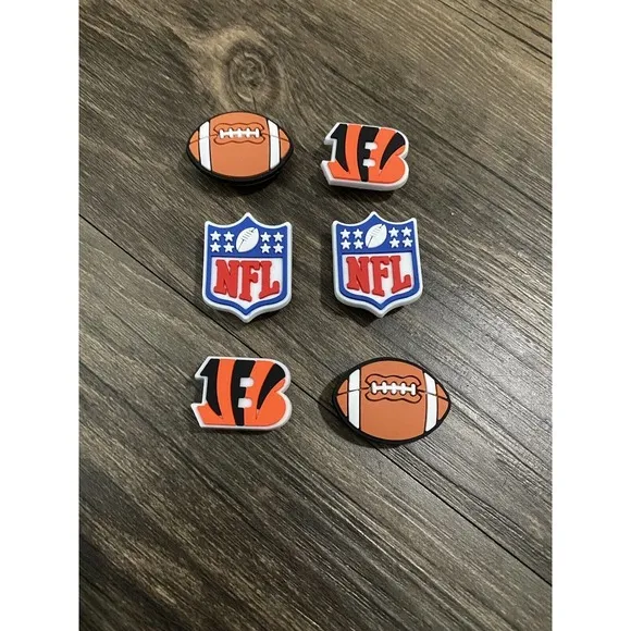 Cincinnati Bengals Football Team Charm For Crocs Shoe Charms - 6 Pieces