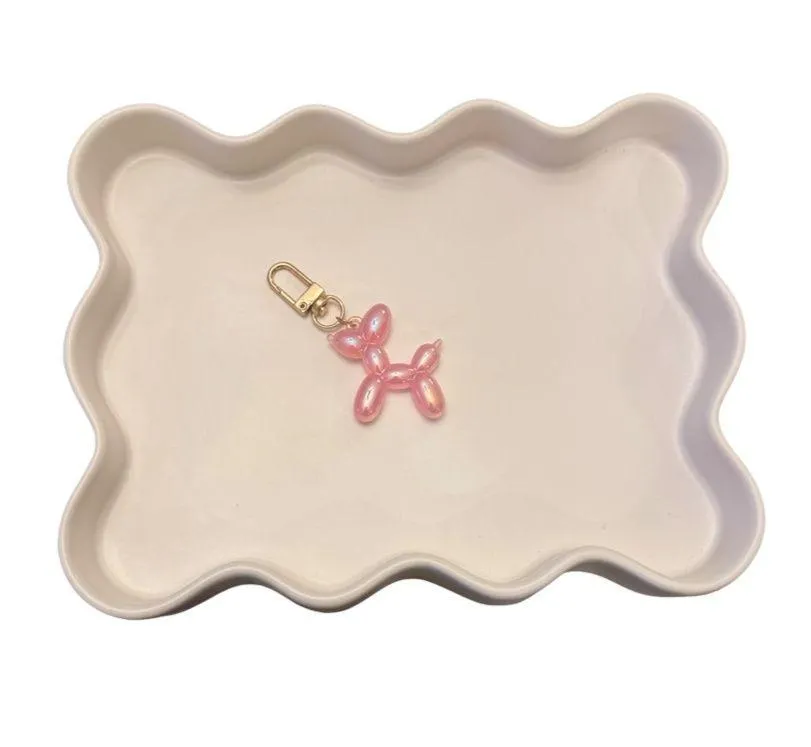 Pink Iridescent Balloon Dog Keychain Charm
