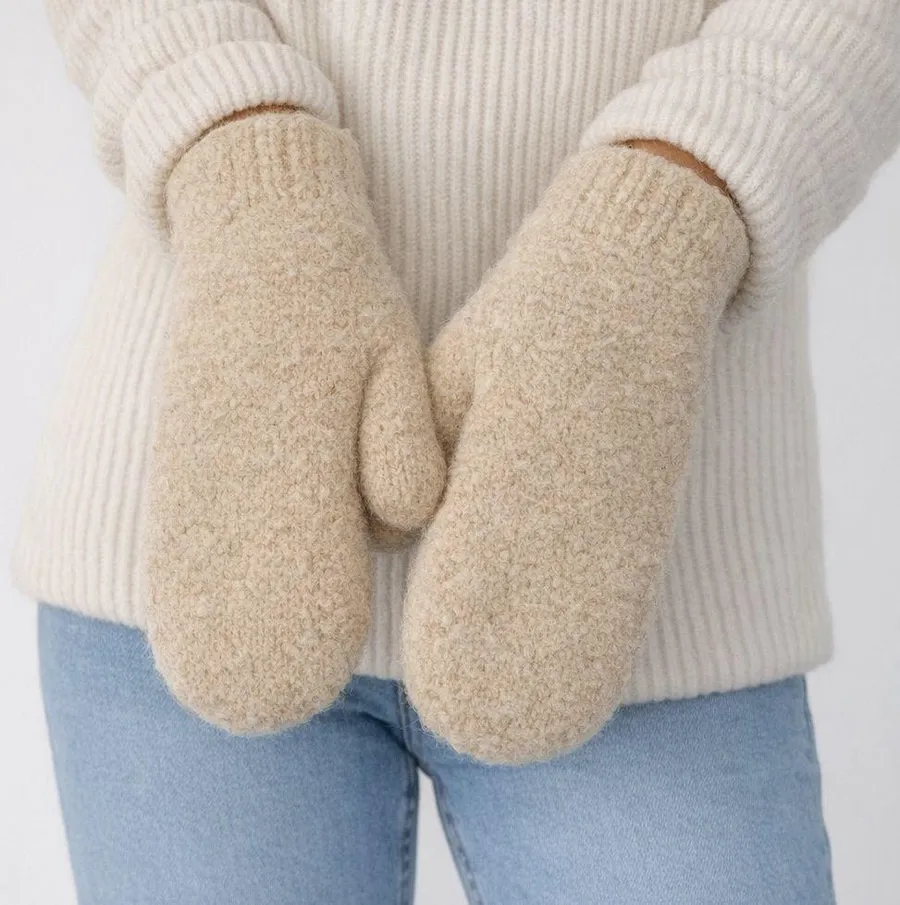 Cozy Beige Mittens Tan