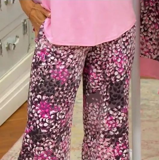 Carole Hochman Feather Soft Flutter Sleeve Top and Ankle Pants XL A391435 QVC