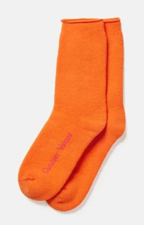 Outdoor Voices Socks S M Orange Crew Mens Womens Rest Recovery Cushion 7-9.5
