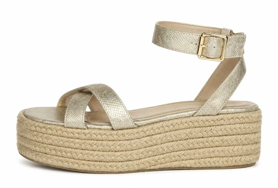 Lulus 8.5 Platform Espadrille Sandals Cobi Snakeskin Embossed Ankle Strap Boho