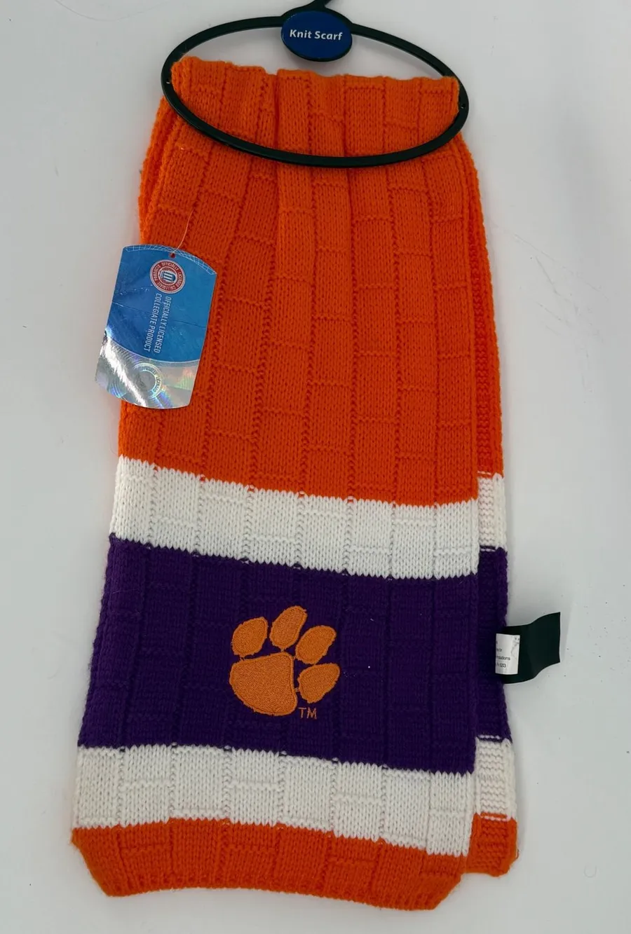 Clemson Tigers NCAA Knit Scarf Orange Purple White Little Earth Productions NEW