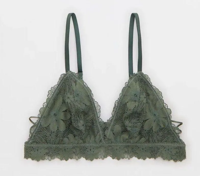 Green Rebel Lace Triangle Bralette