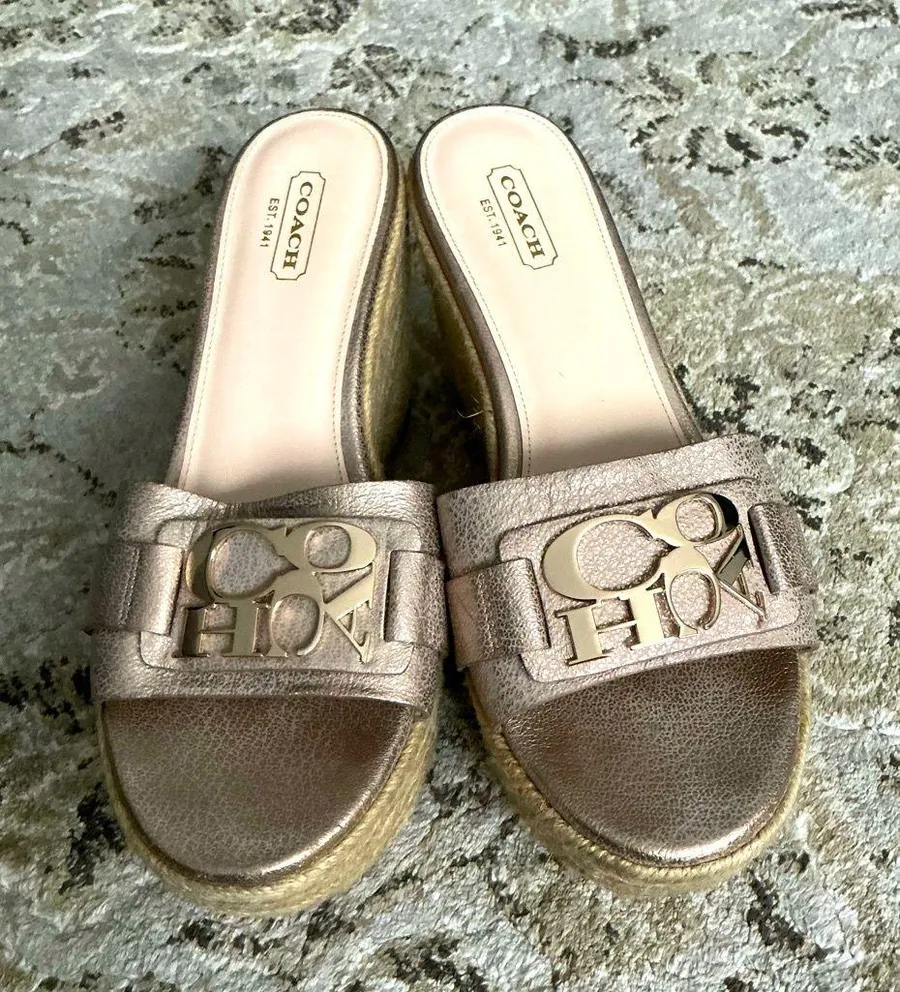 Coach leather Slide wedge Sandals❤️🔥❤️🔥