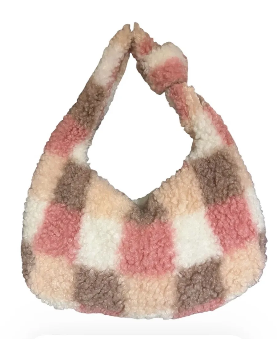 Fadivo New York Pink Teddy Sherpa Mini Bag Baguette NWT