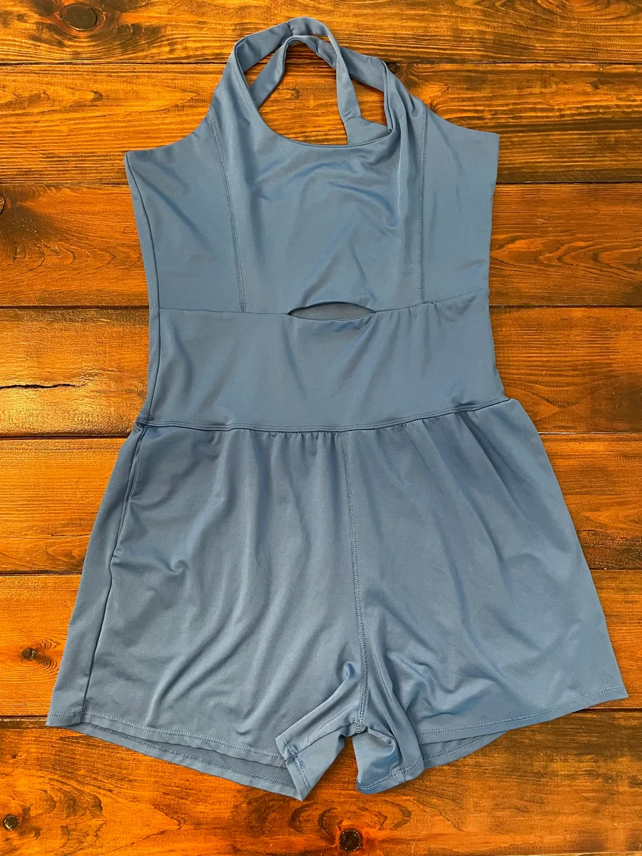 Athletic Cutout Romper Blue Size M
