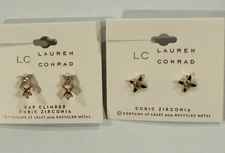 LC Lauren Conrad Rose Gold Cubic Zirconia Star & Climber Earring Set - Rose Gold