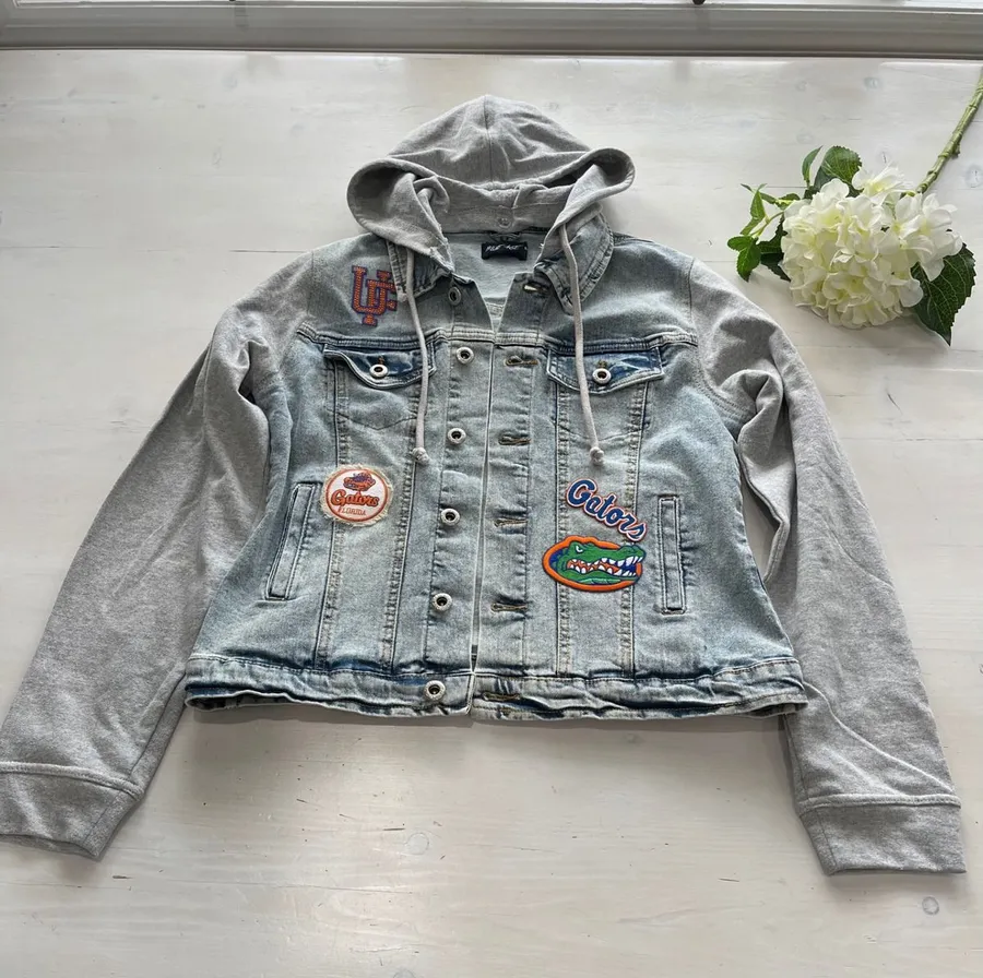 UF Denim Jacket Hoodie Gators University of Florida Size M Blue Size M