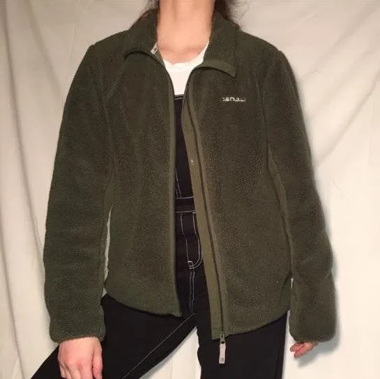 VINTAGE ARMY GREEN DENALI ZIP UP SHERPA EXTERIOR JACKET Size M