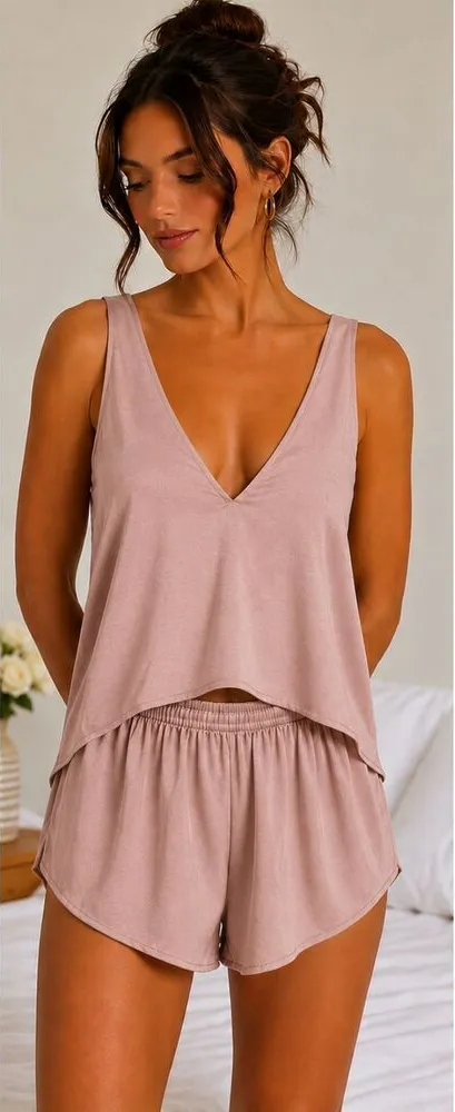Lunya FULL SET Washable 100% Silk Open Back Shorts Set Pink M Luxury Loungewear Size M