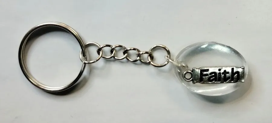 Faith Silver Resin Keychain Handmade 5/$25