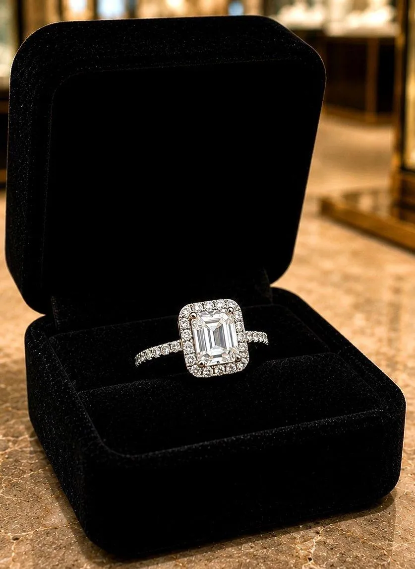 2 carat Moissanite Triangular Cut Ring with Moissanite Accents Size 7