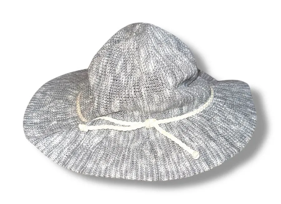 Altar'd State Knit Floppy Hat Women’s One Size Gray Wide Brim Beach Boho