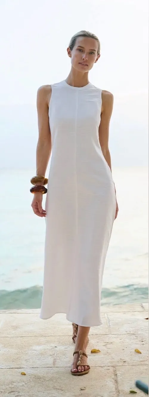 NWT Julia AMORY Slim Jane Dress Dupioni Silk White “Blanc” | M Size M